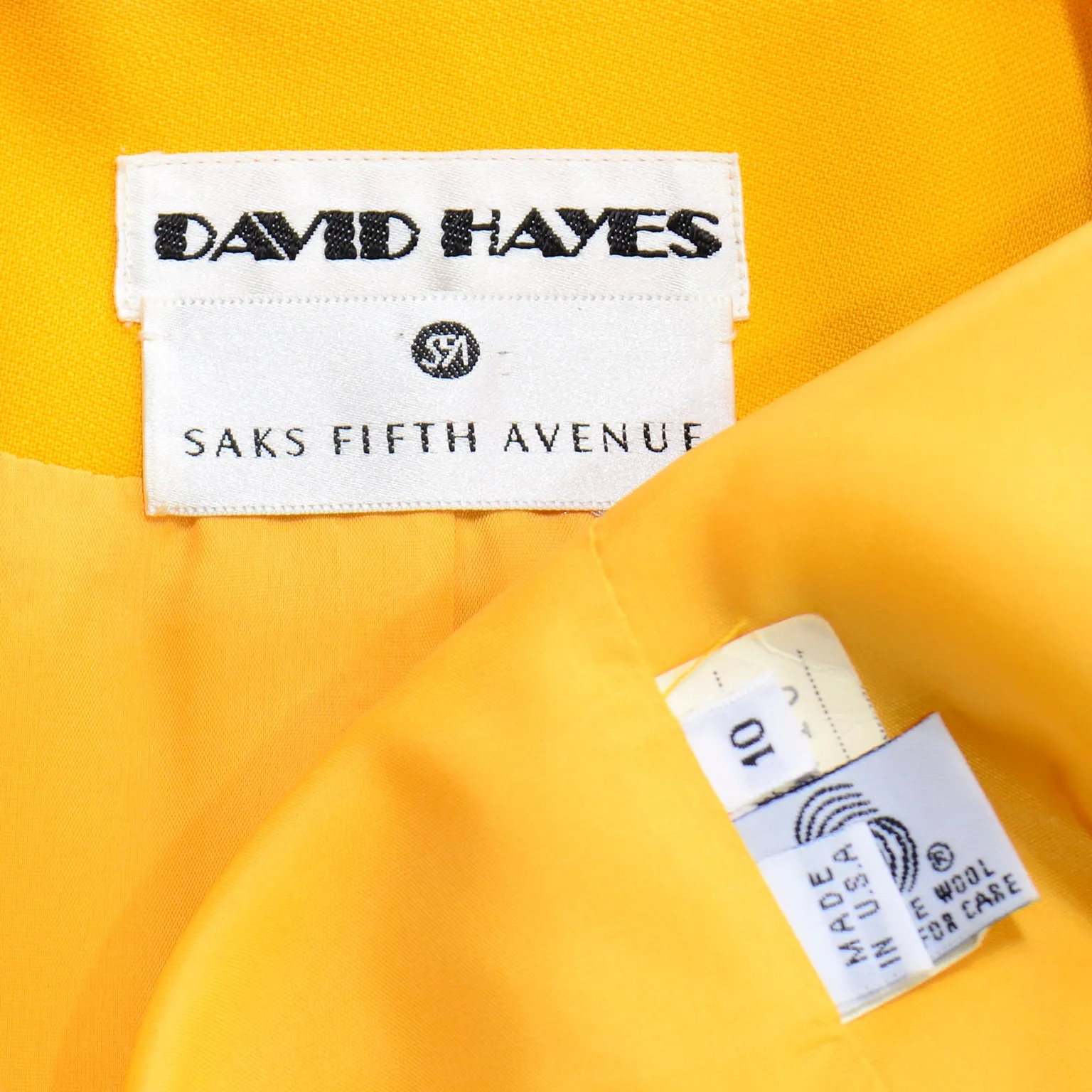 1980s David Hayes Yellow Wool Longline Blazer Jacket