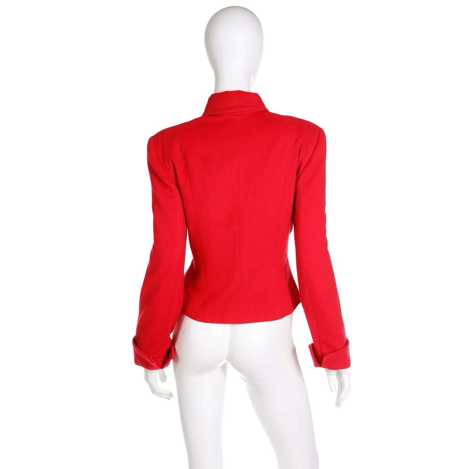 1980s Patrick Kelly Red Double Breasted Cashmere Blend Jacket