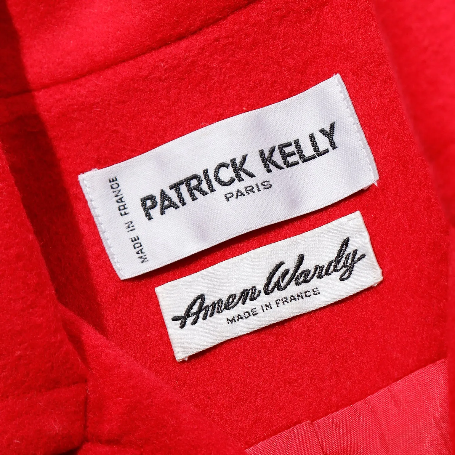 1980s Patrick Kelly Red Double Breasted Cashmere Blend Jacket