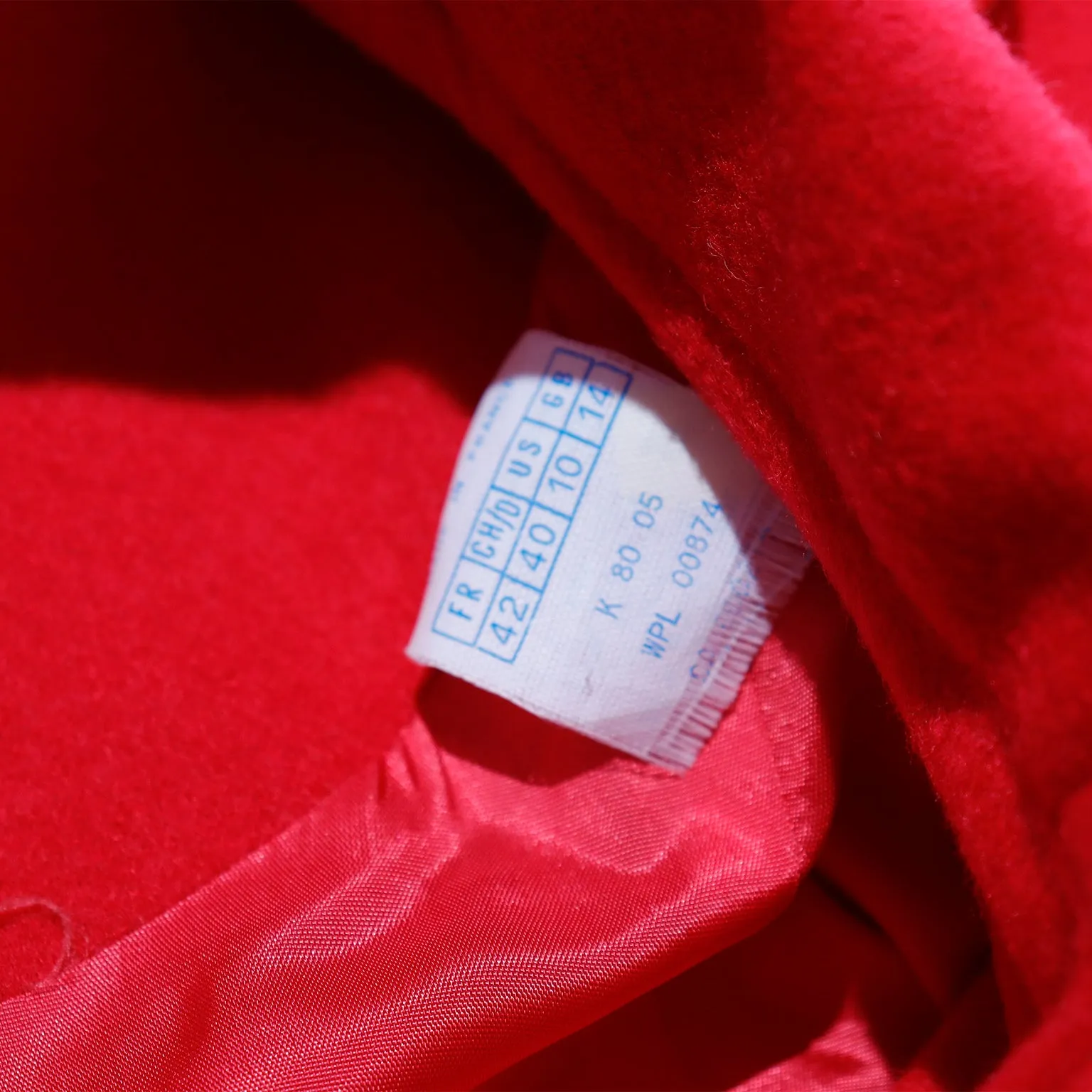 1980s Patrick Kelly Red Double Breasted Cashmere Blend Jacket