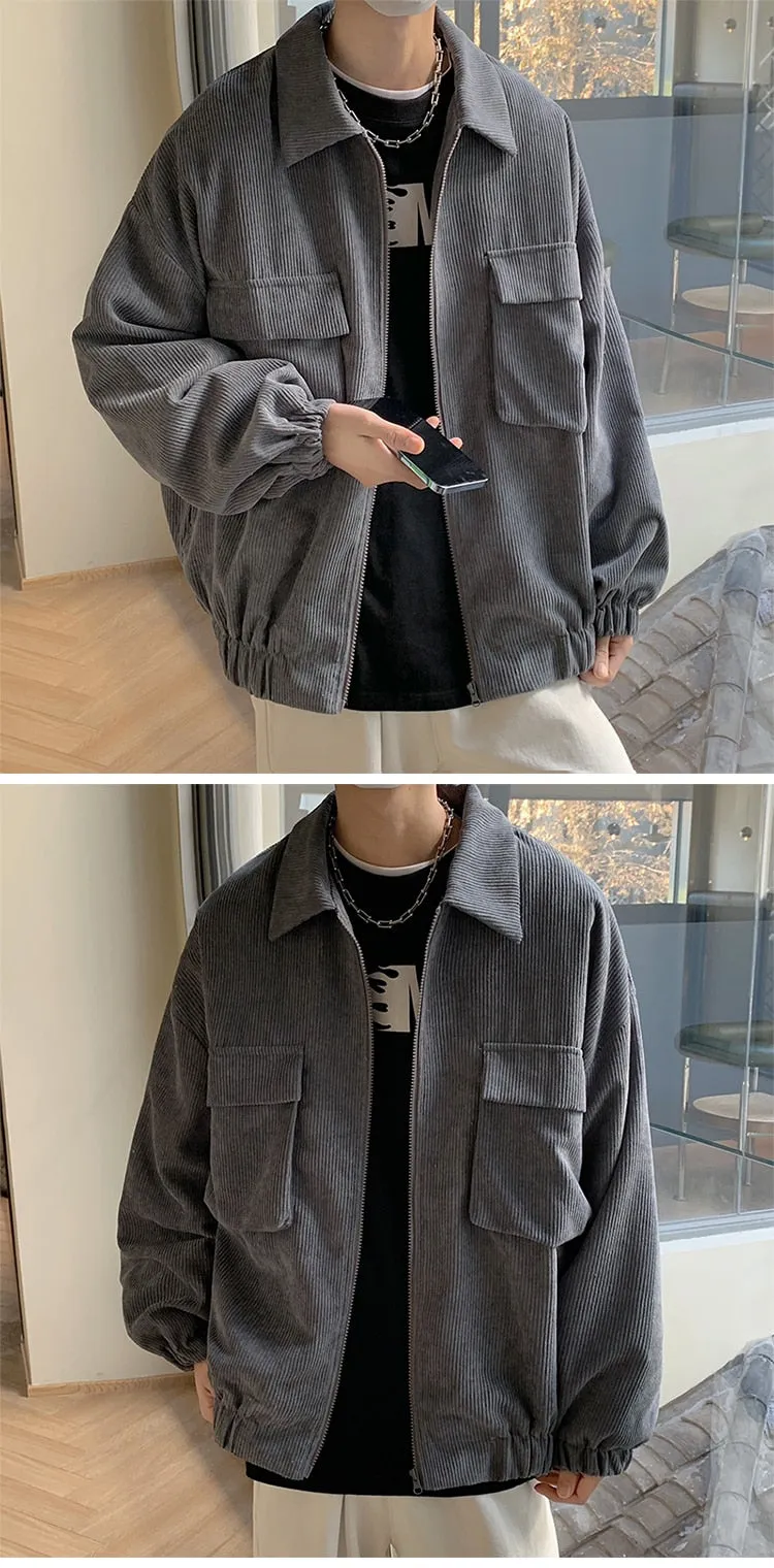 Aidase Jackets Men Streetwear Handsome Japanese Corduroy Outwear Solid Large Size BF Loose Classic Cazadora Hombre New Arrival Popular