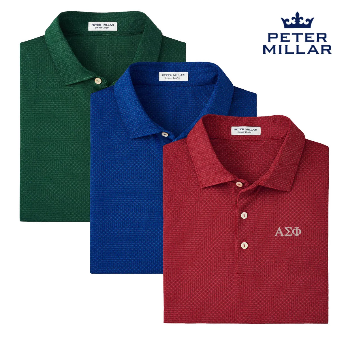 Alpha Sig Peter Millar Tesseract Patterned Polo With Greek Letters