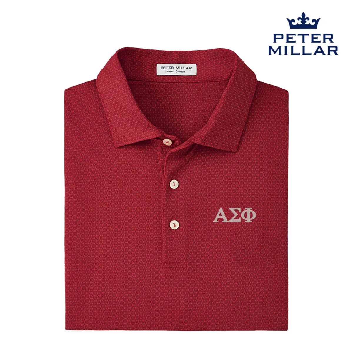 Alpha Sig Peter Millar Tesseract Patterned Polo With Greek Letters