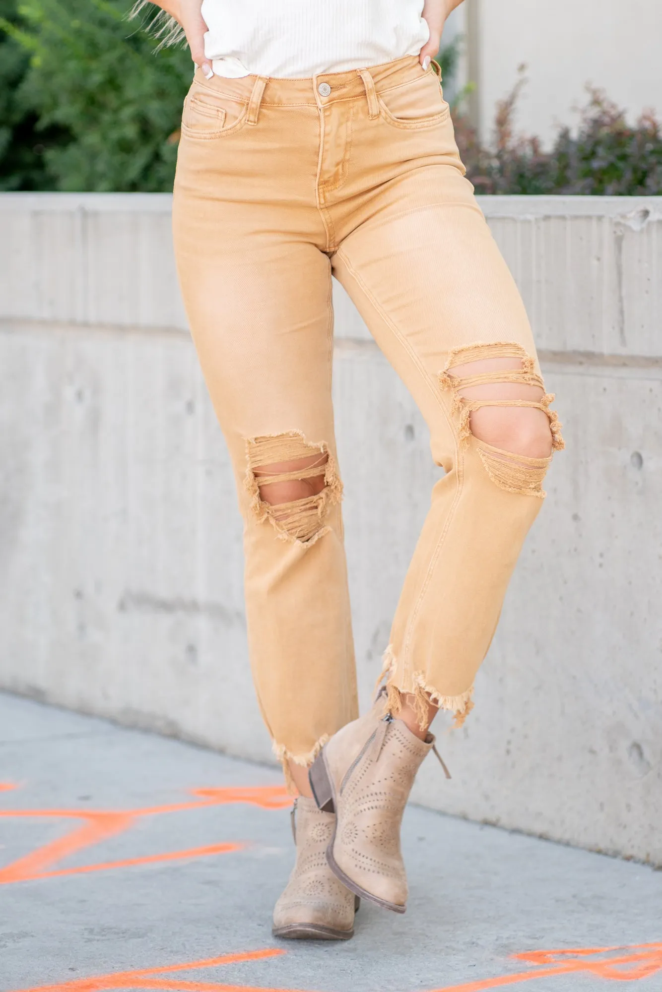 Army Khaki 90s Vintage High Rise Crop Flare