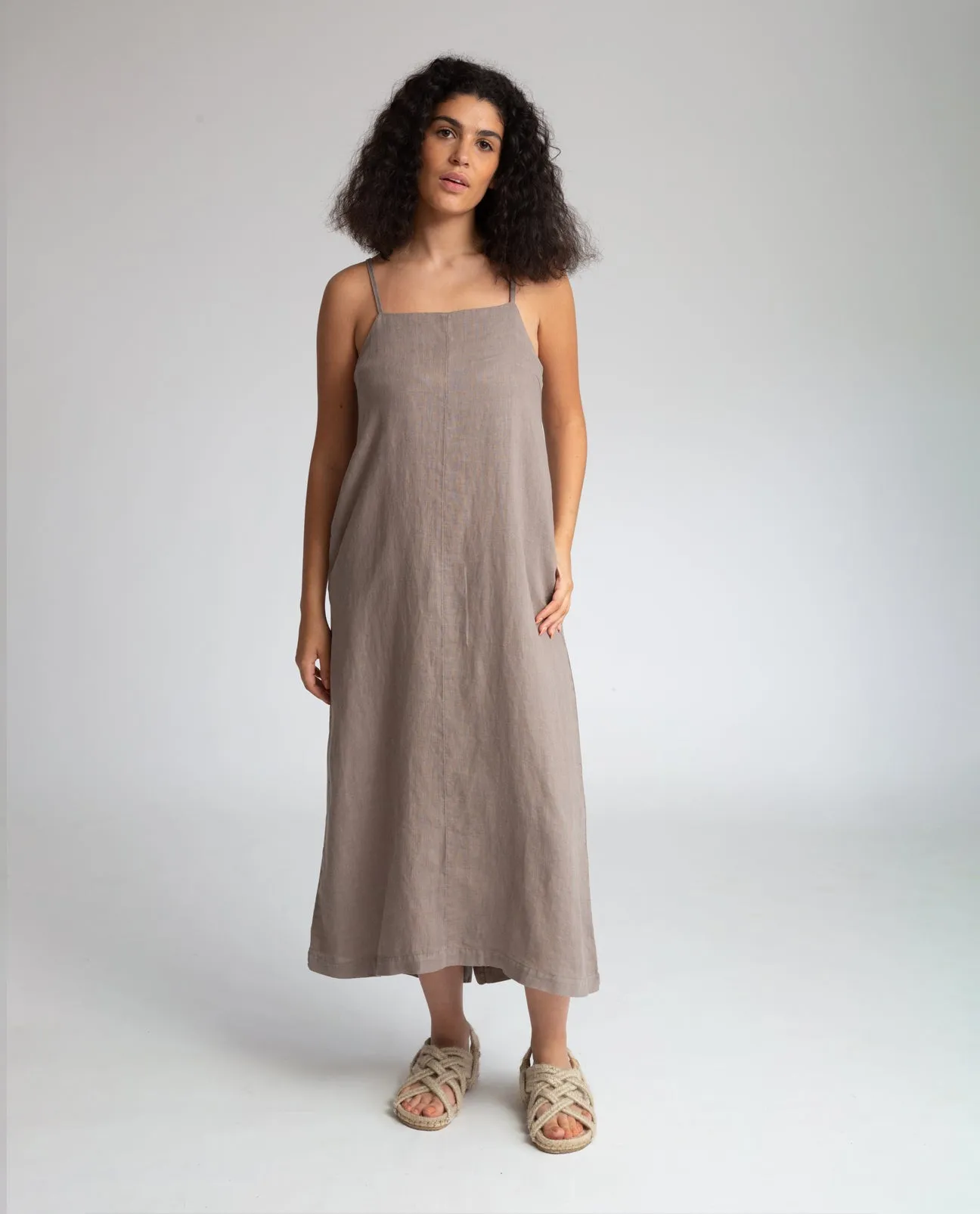 Athea Linen Dress In Olive