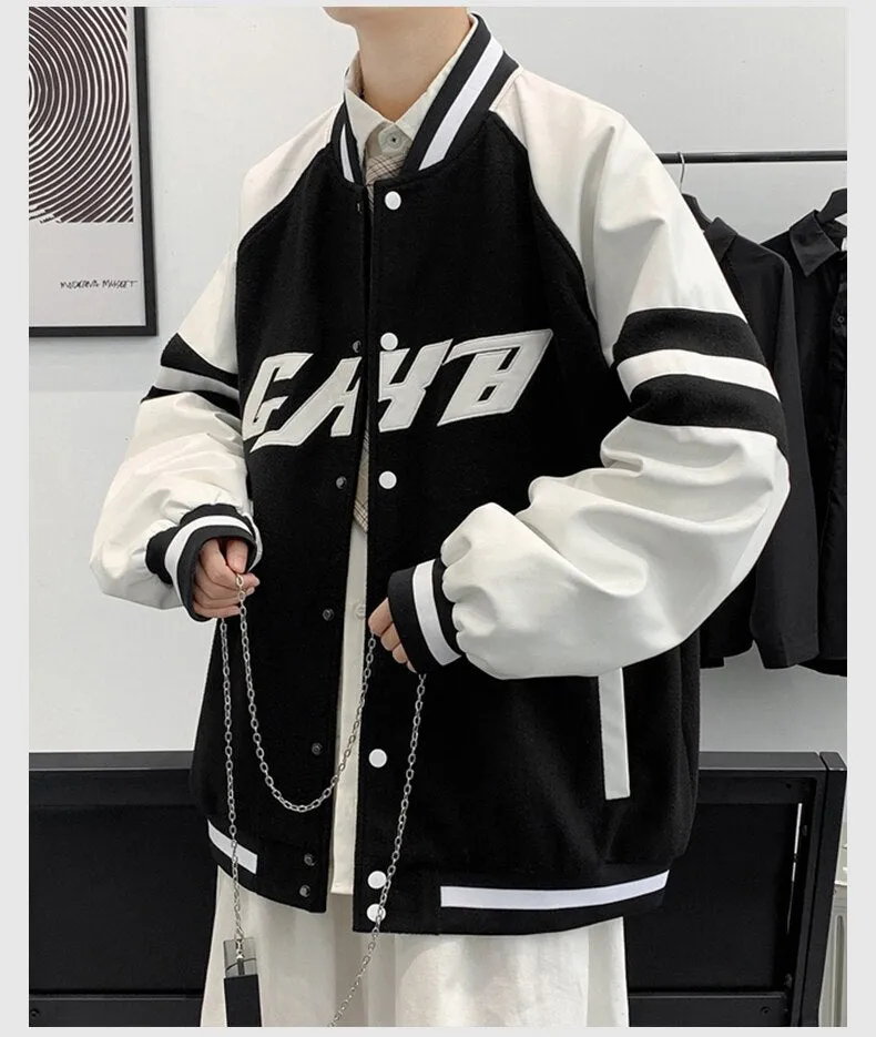 Autumn Men Harajuku Sweatshirt Jacket Letter Splicing Air Pilot Overcoat Baseball Coats Hip Hop Male College Varsity Jacket