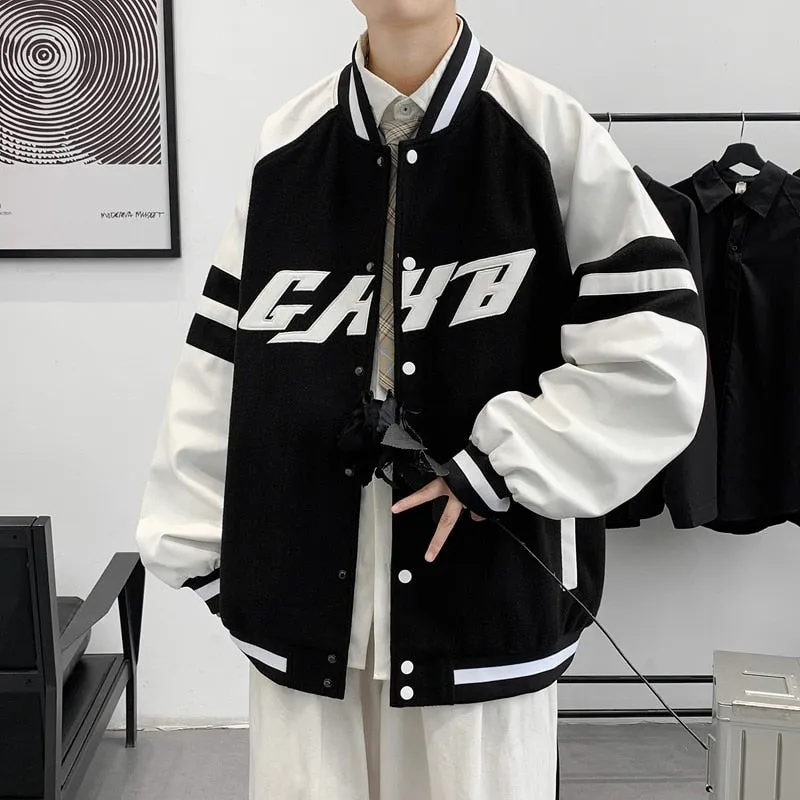 Autumn Men Harajuku Sweatshirt Jacket Letter Splicing Air Pilot Overcoat Baseball Coats Hip Hop Male College Varsity Jacket