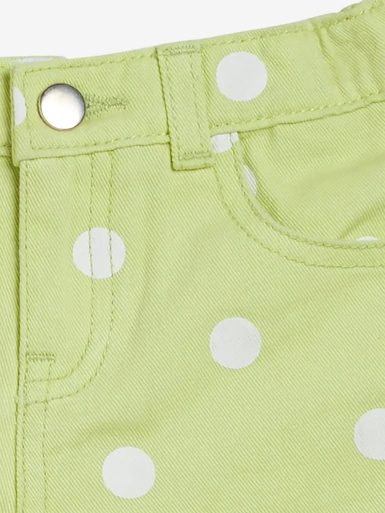 Baby HOP Lime Polka-Dotted Denim Shorts