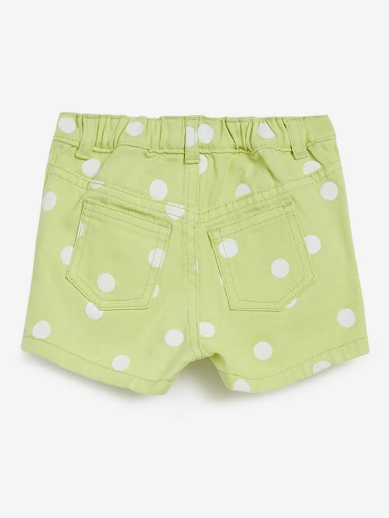 Baby HOP Lime Polka-Dotted Denim Shorts