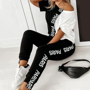 Black & White Off Shoulder Two-piece Set