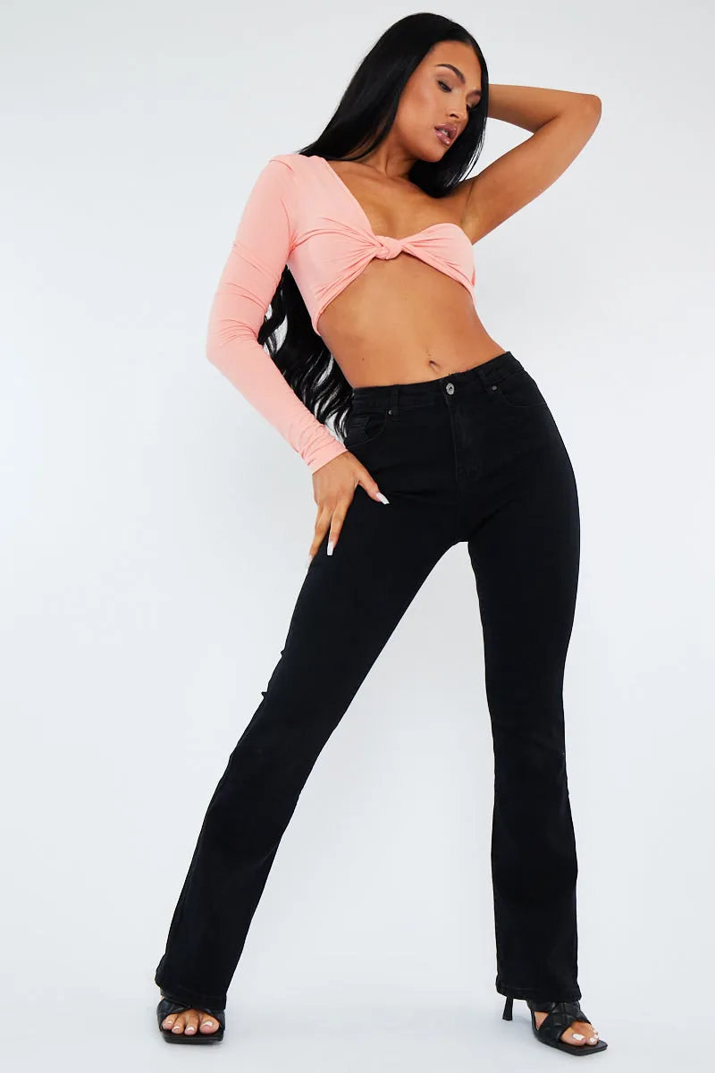 Black Super Stretch Flare Leg Jeans - Milo