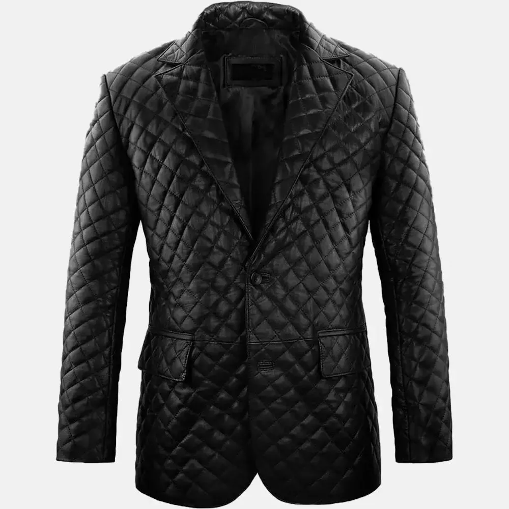 Bold Blaze Double Button Men Leather Blazer