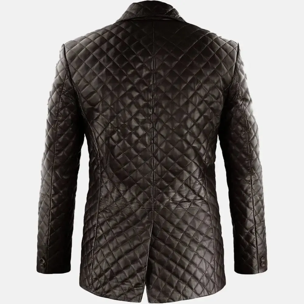 Bold Blaze Double Button Men Leather Blazer