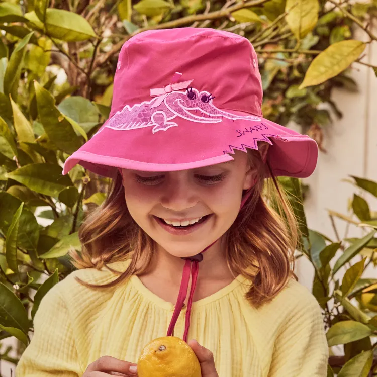 Cancer Council Girls Wide Brim Croc Hat - Pink