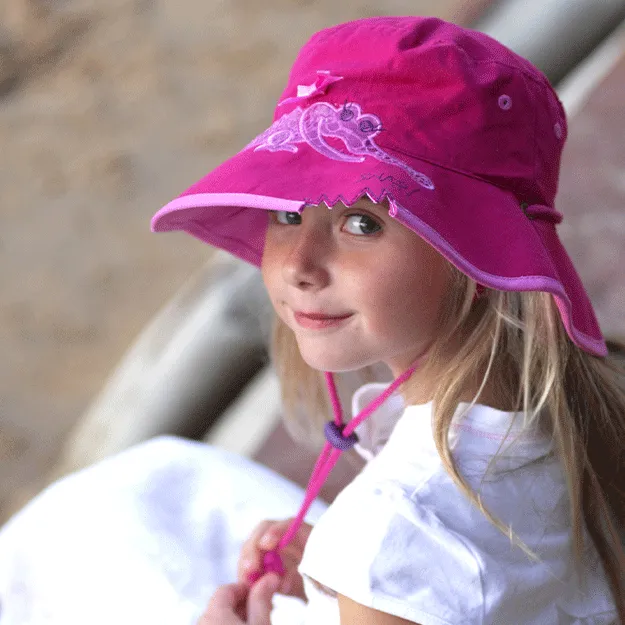 Cancer Council Girls Wide Brim Croc Hat - Pink