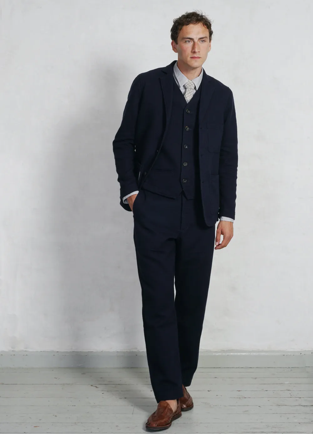 CHARLIE | Easy Three Button Blazer | Indigo Sashiko