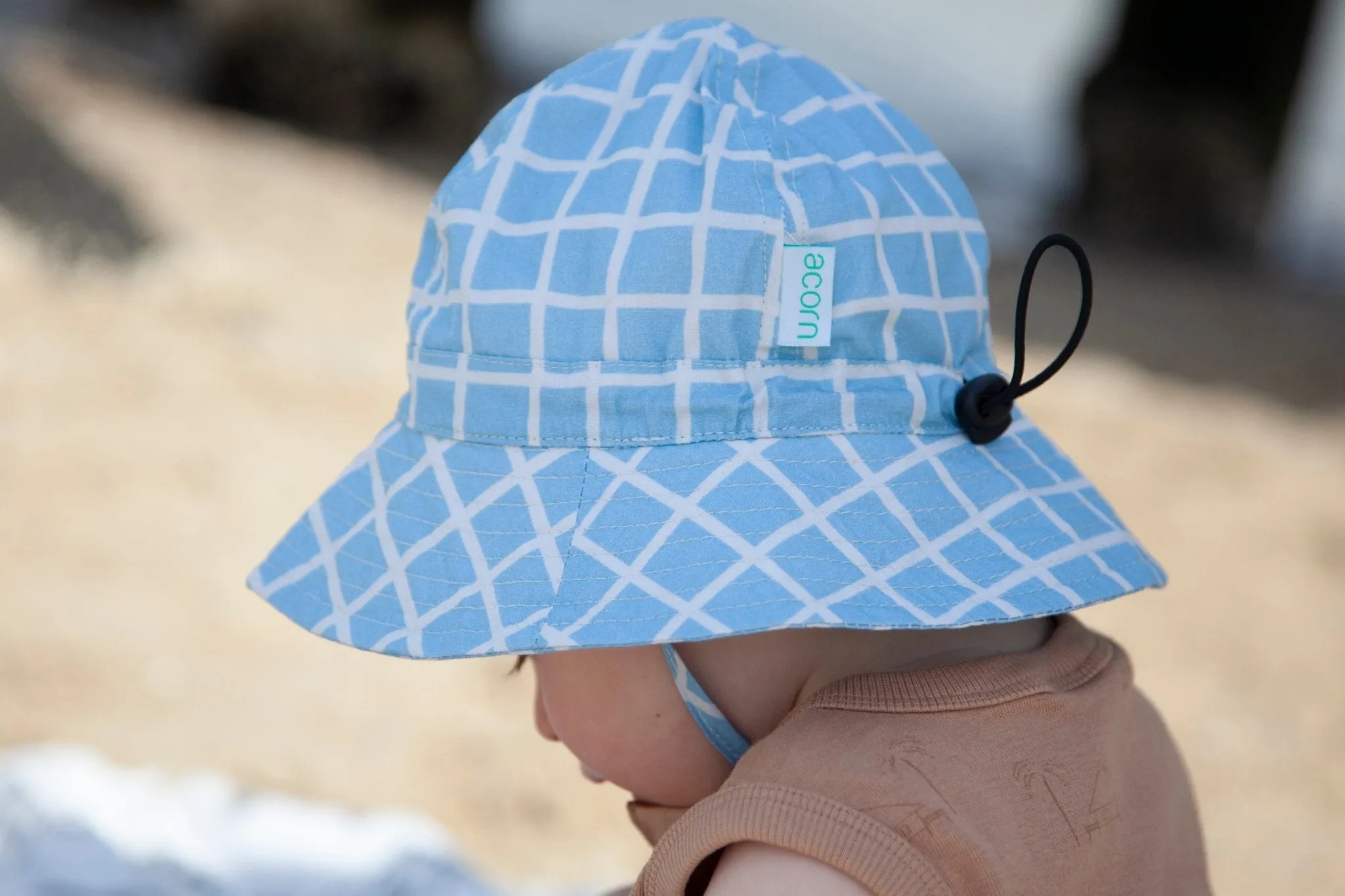 Checks Wide Brim Infant Sunhat