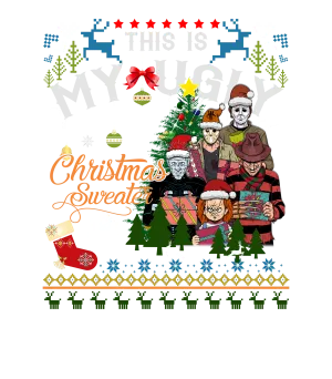 CHRISTMAS UGLY SWEATERS Black T-Shirt (This My Ugly Christmas Sweater)