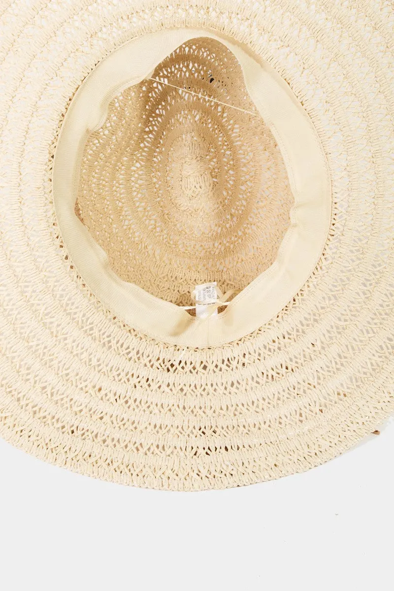 Contrast Straw Braided Sun Hat