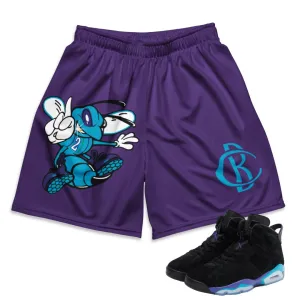 Copy of RETRO 6 AQUA HORNETS MESH SHORTS (AQUA BLUE)