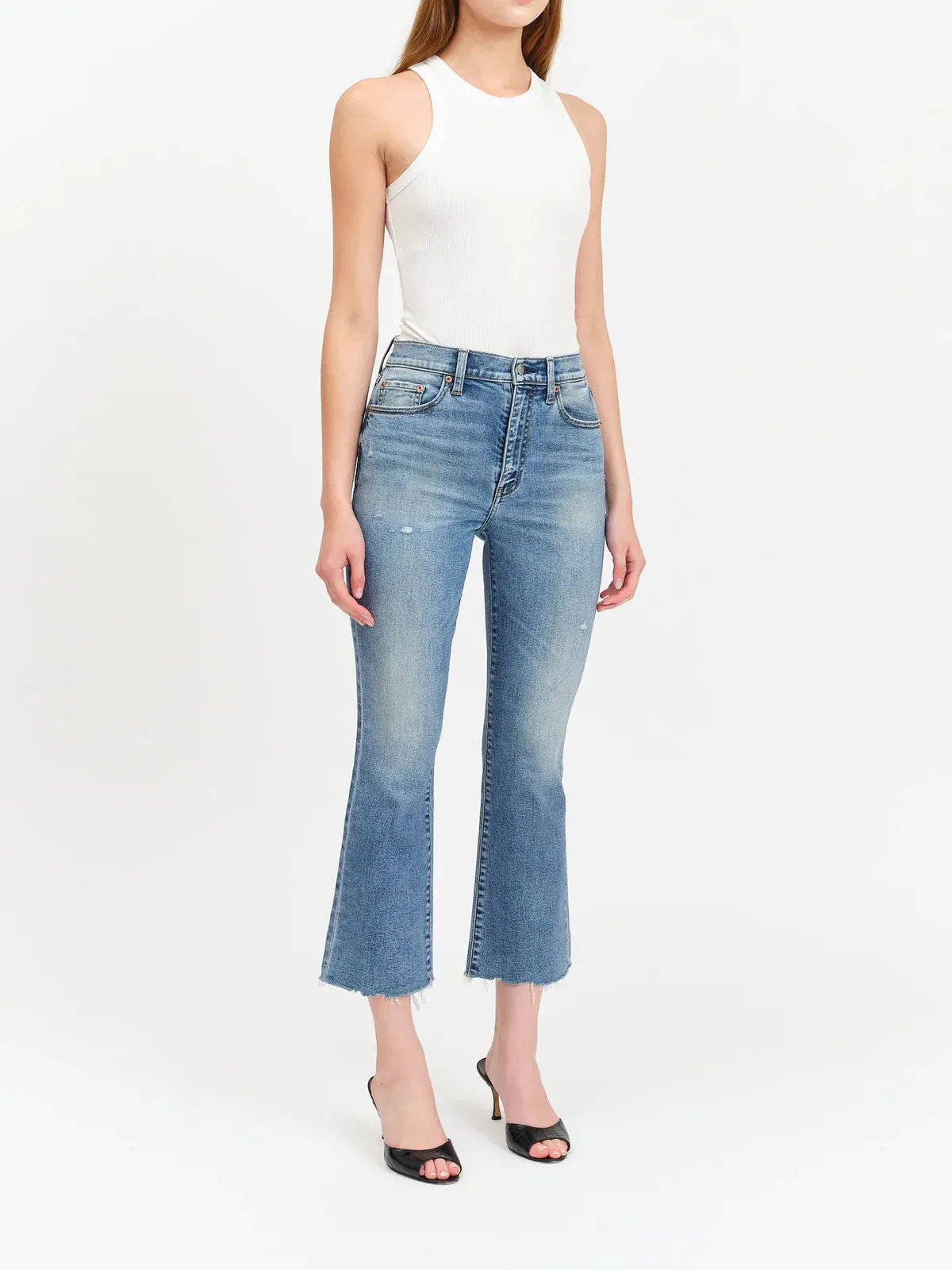 DAZE Shy Girl High Rise Crop Flare Jeans