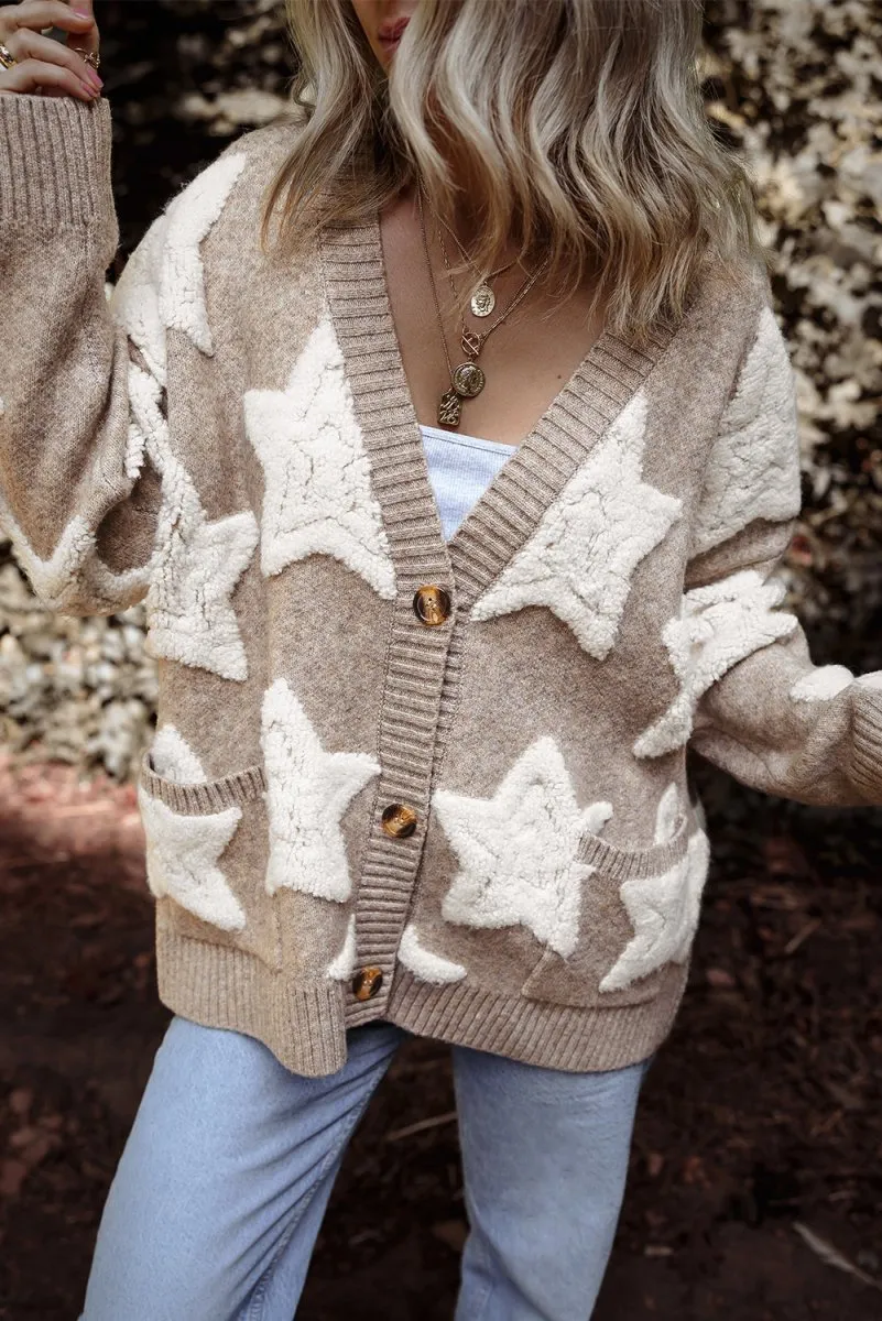 Debra Tan Sherpa Star Sweater Cardigan