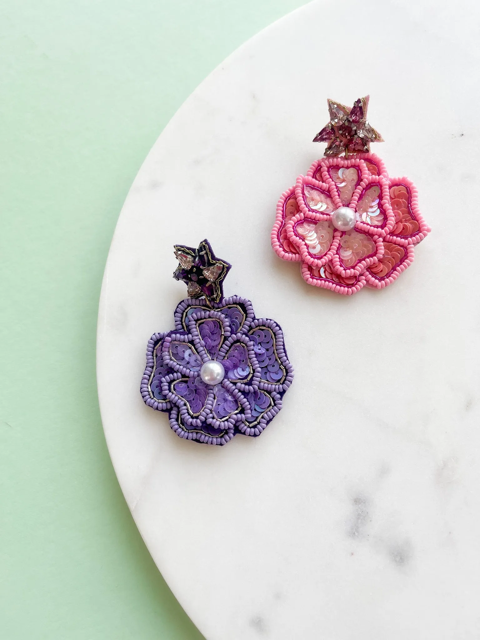 Embellished Flower Earrings