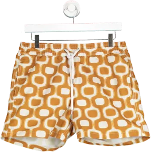 Frescobol Carioca Yellow Retro Print Copa Swim Shorts UK M