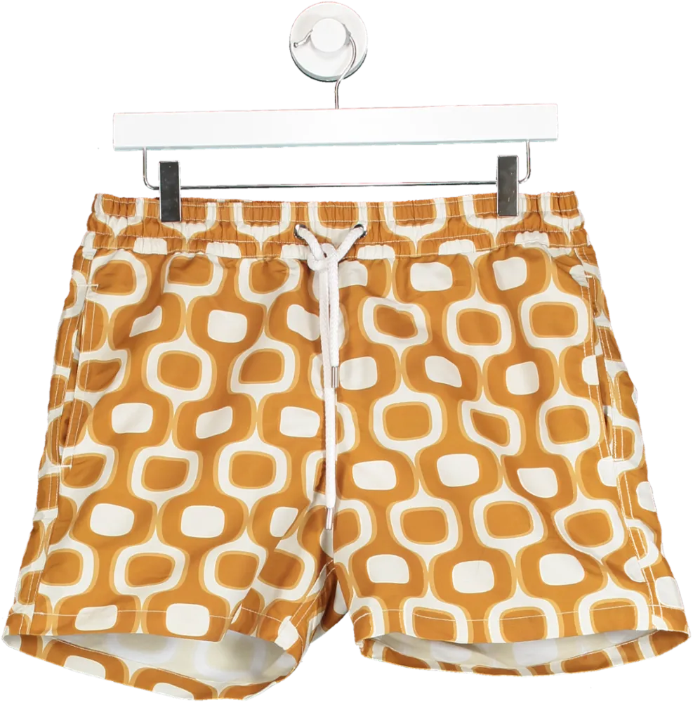 Frescobol Carioca Yellow Retro Print Copa Swim Shorts UK M