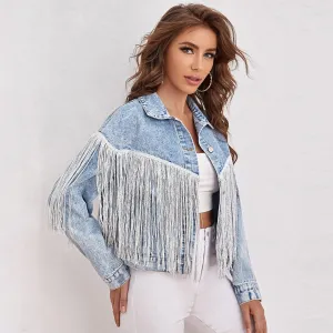 Fringed Jacket Long Sleeves Loose Outerwear