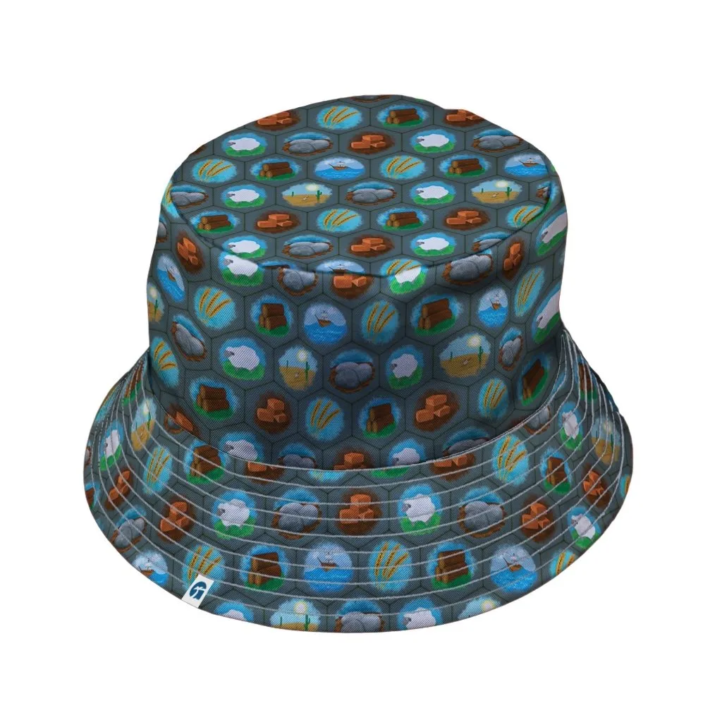 Hexagon Tile Game Symbols Bucket Hat