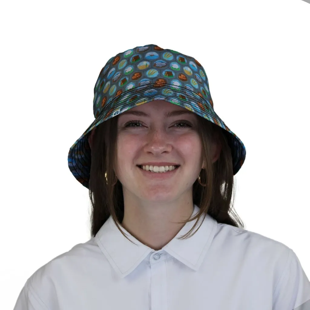 Hexagon Tile Game Symbols Bucket Hat