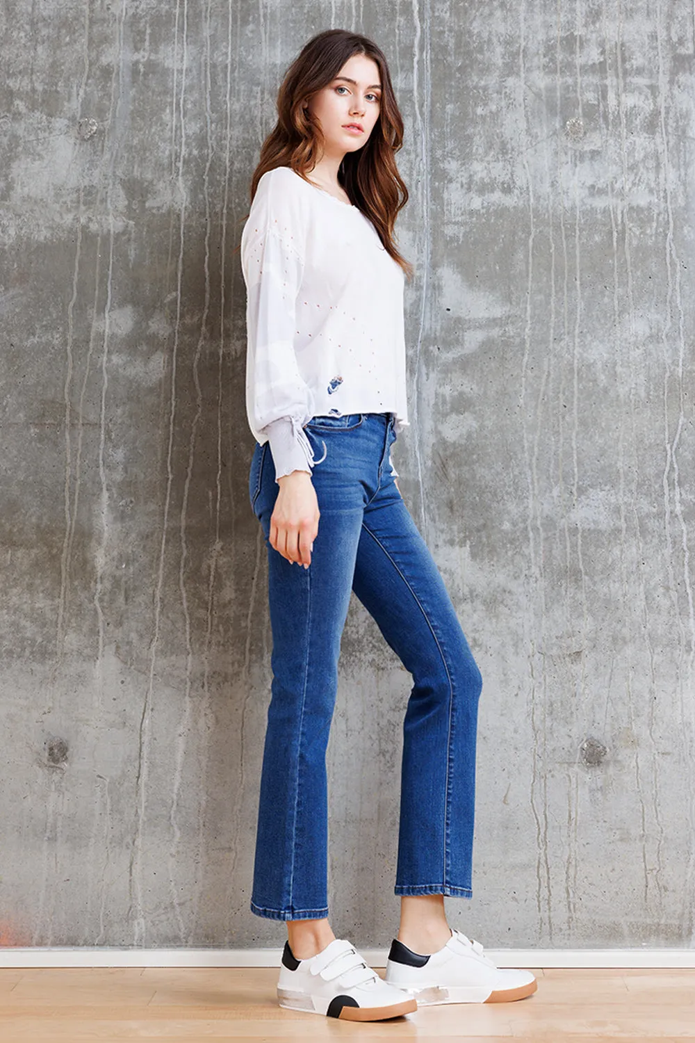 High Rise Mini Bootcut Jeans