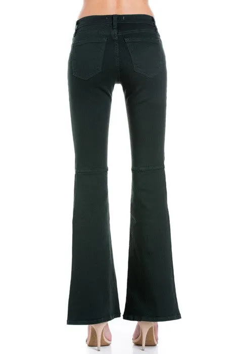 high waist flare denim pants chocolate