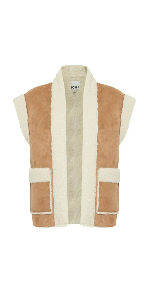 Ichi Faux Shearling Vest