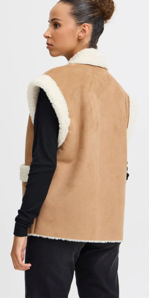 Ichi Faux Shearling Vest