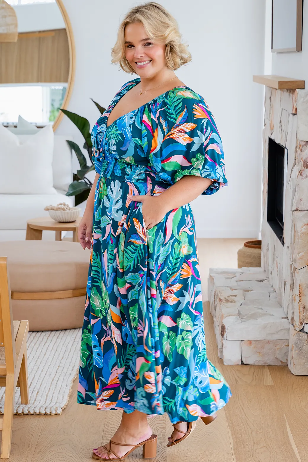 Jade Midi Dress Miami Print