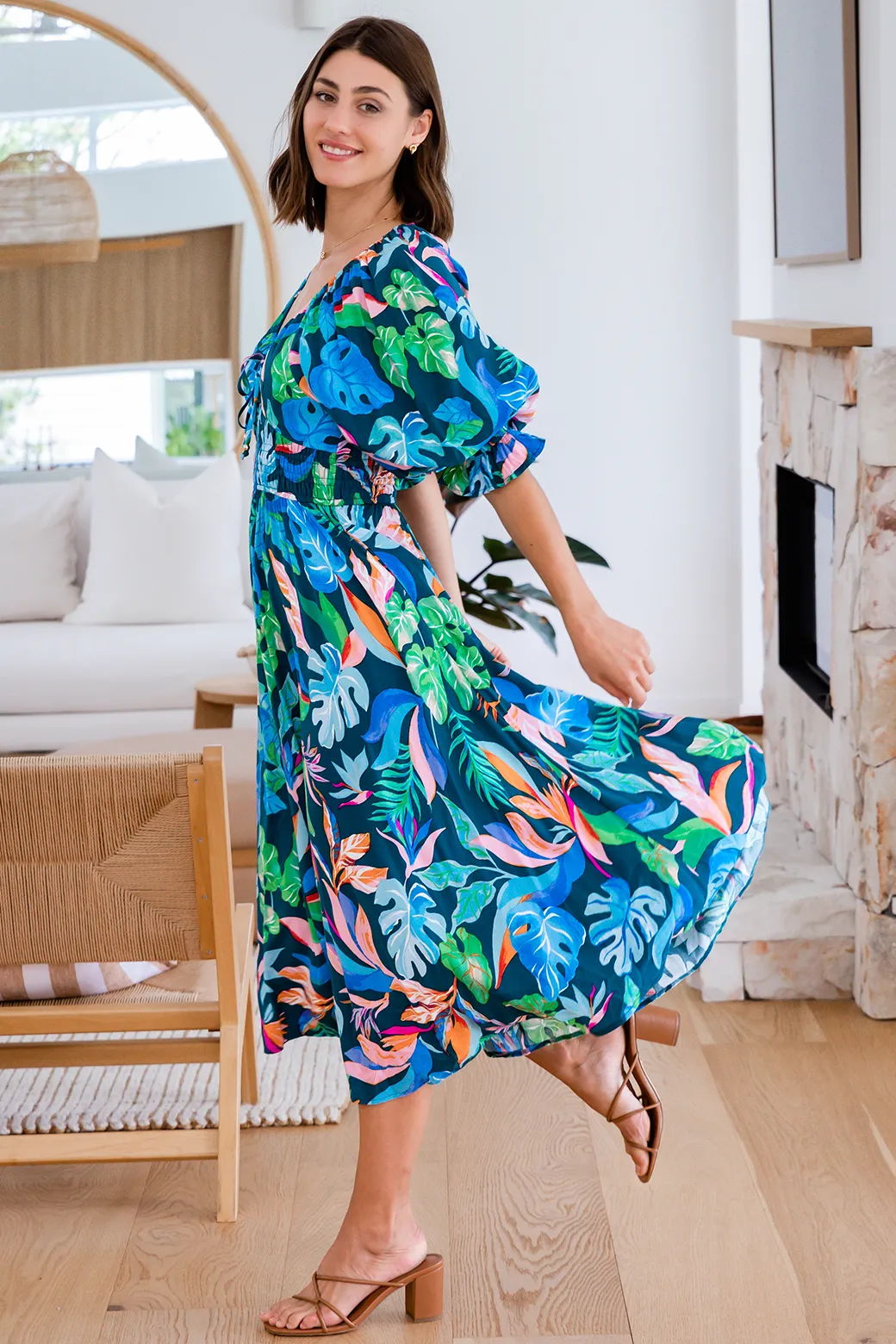 Jade Midi Dress Miami Print