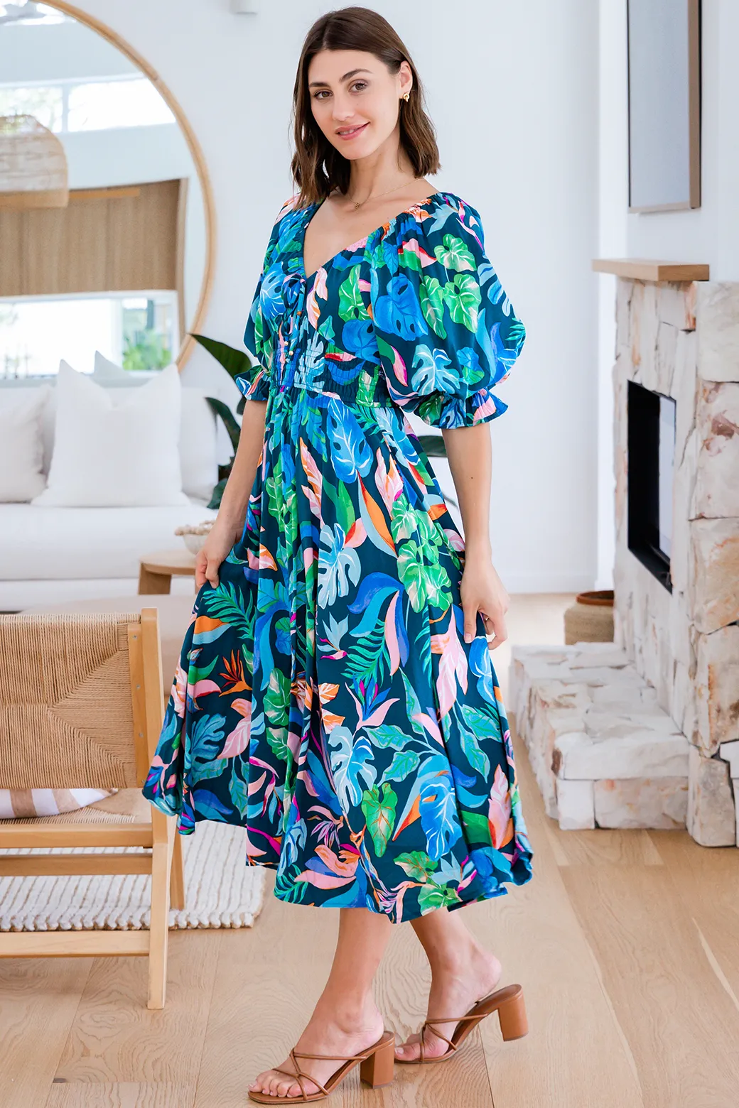 Jade Midi Dress Miami Print