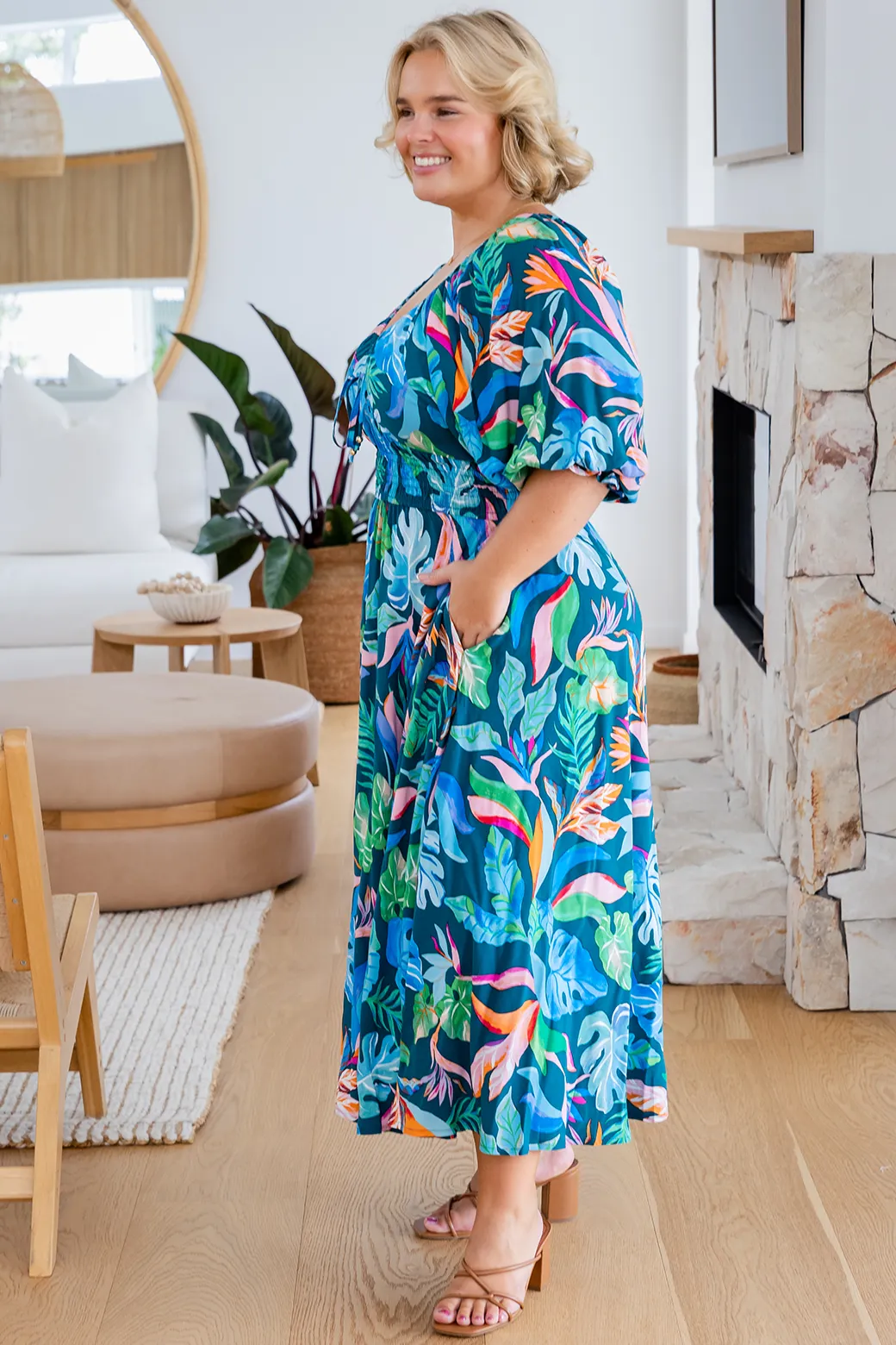 Jade Midi Dress Miami Print