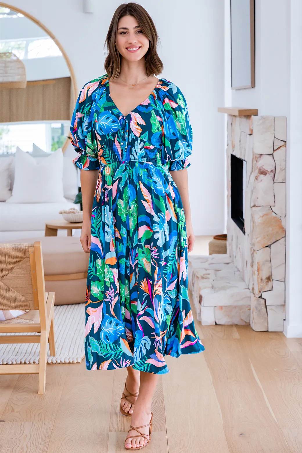 Jade Midi Dress Miami Print