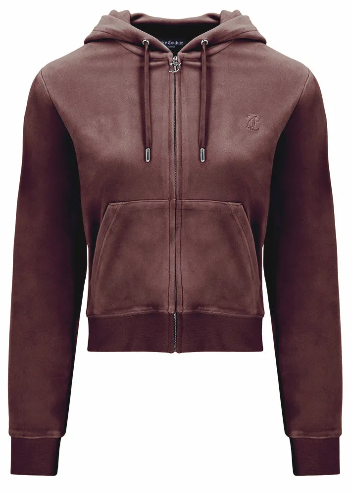 Juicy Couture Robertson Classic Velour Hoodie - Bitter Chocolate