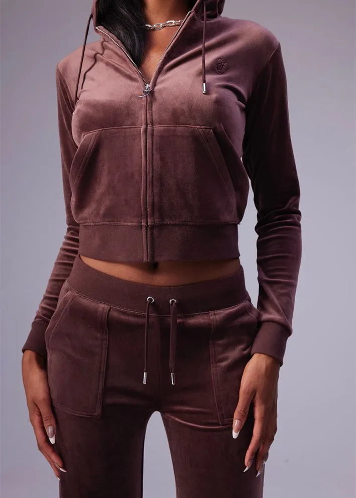 Juicy Couture Robertson Classic Velour Hoodie - Bitter Chocolate