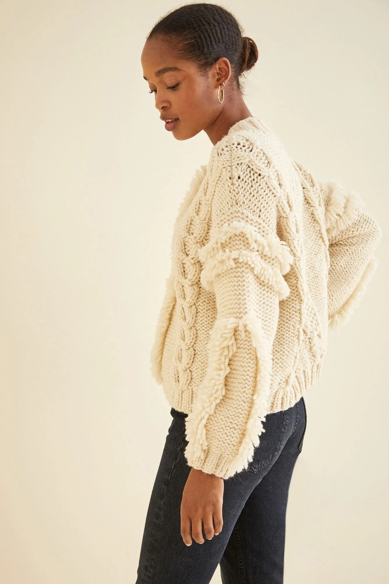 Kordal Cable Knit Fringe Sweater