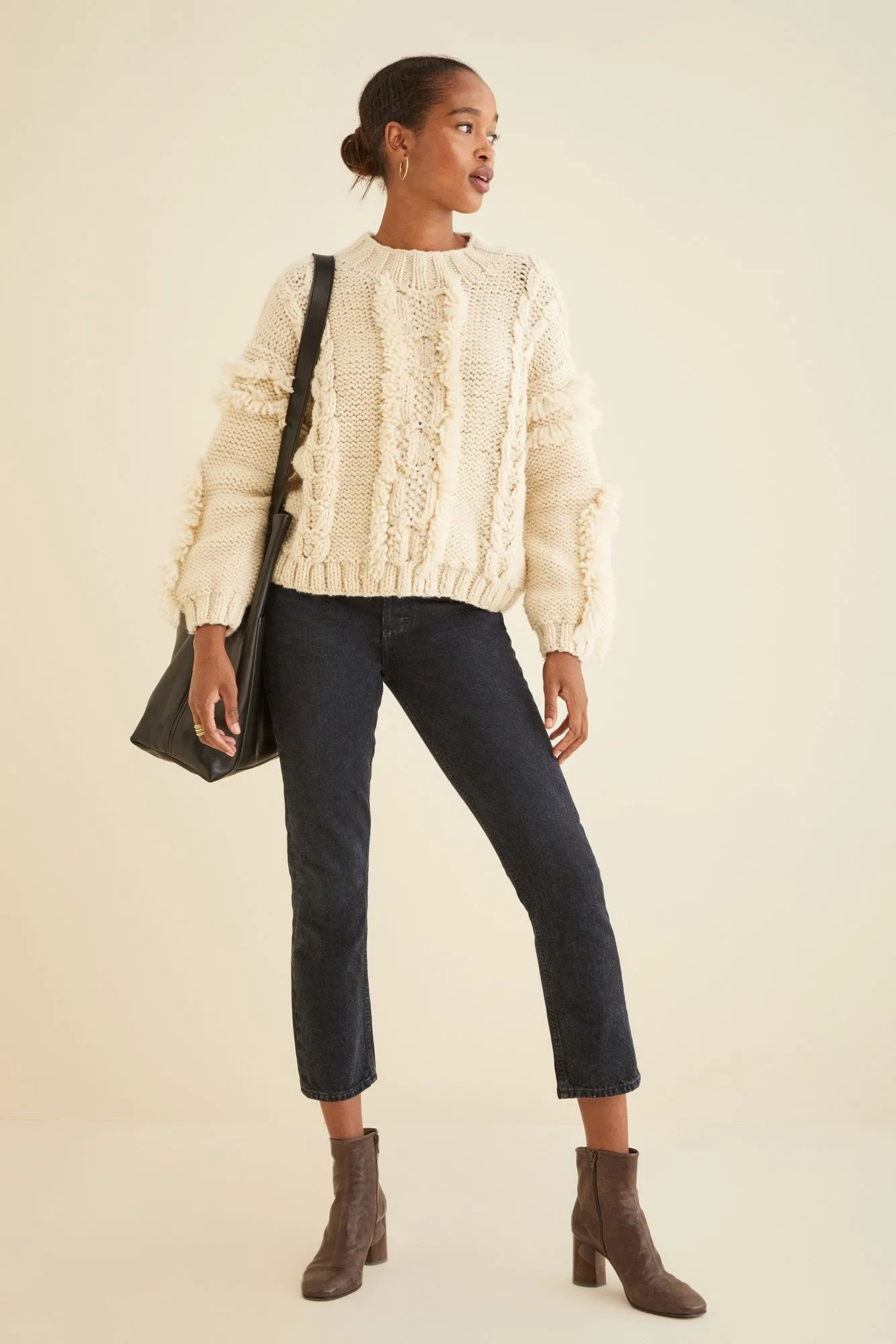 Kordal Cable Knit Fringe Sweater