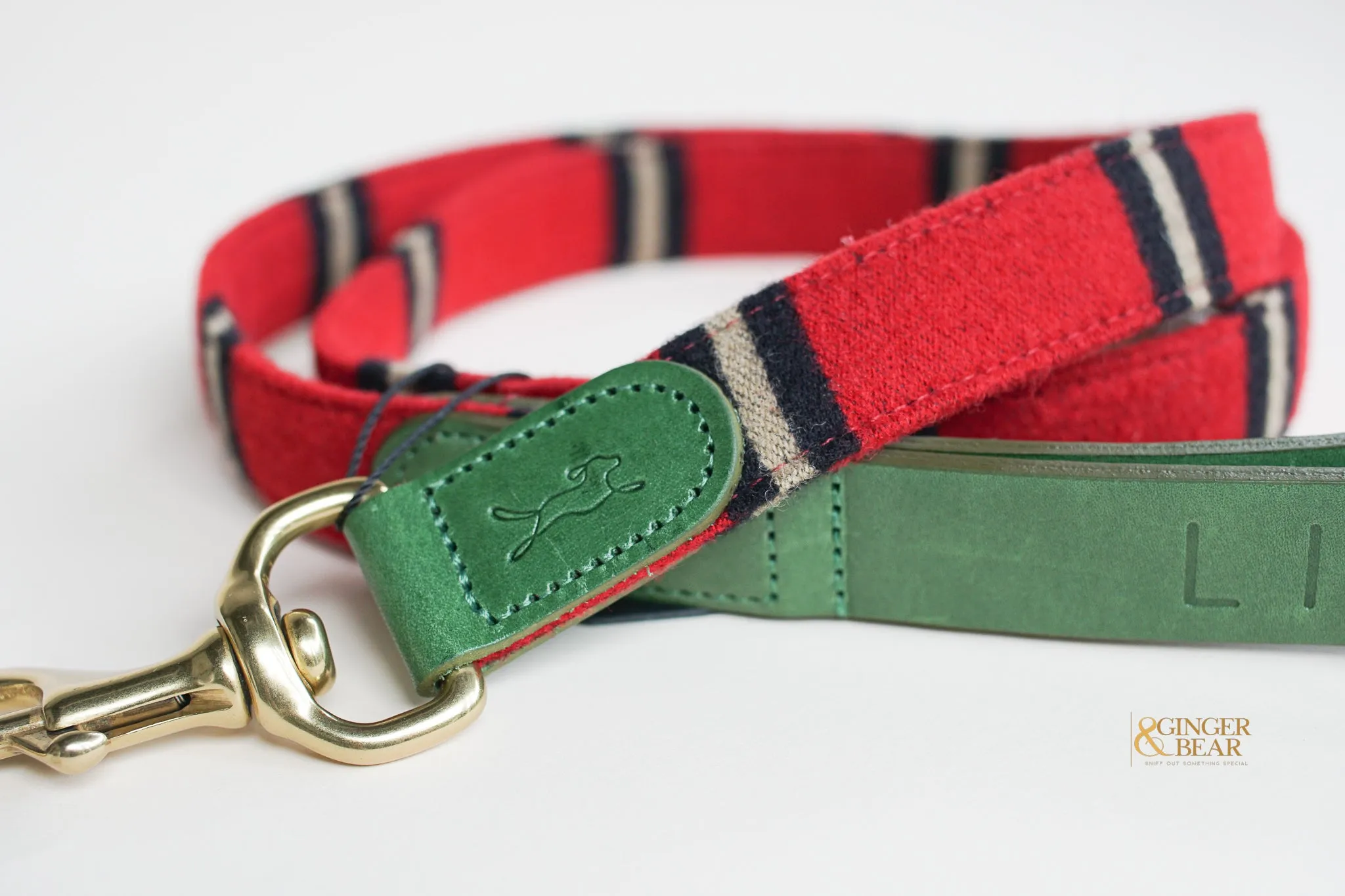 LISH Red Cecil Tweed Dog Lead