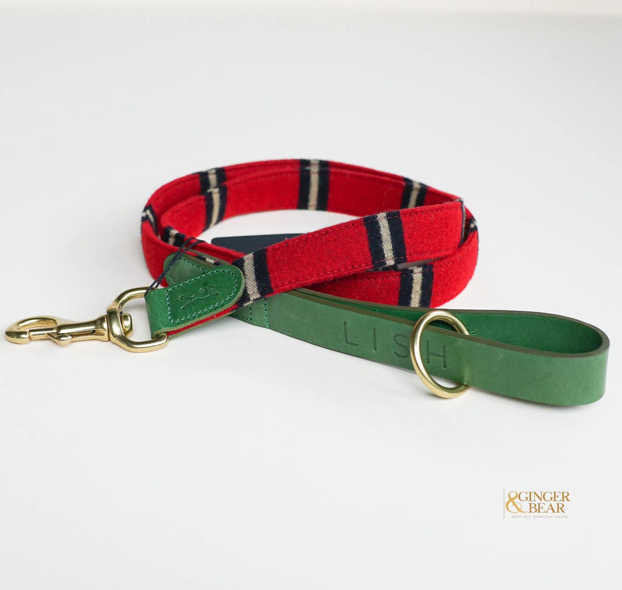 LISH Red Cecil Tweed Dog Lead