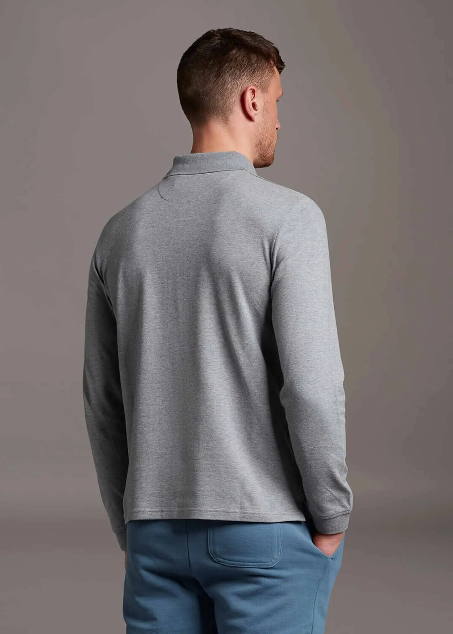 LS polo shirt - mid grey marl