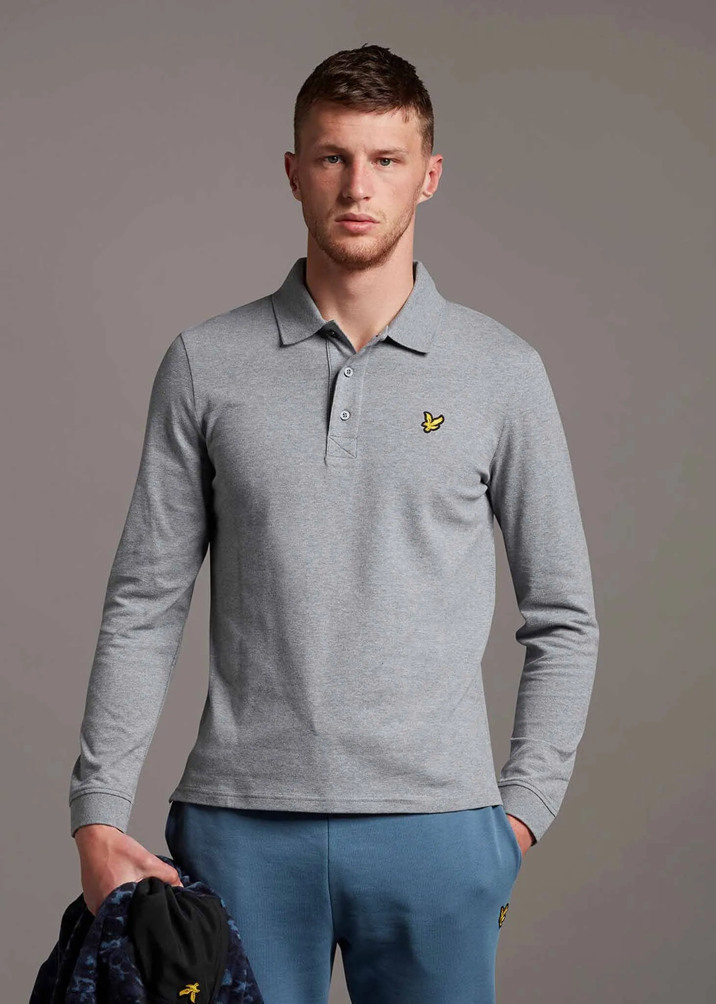 LS polo shirt - mid grey marl