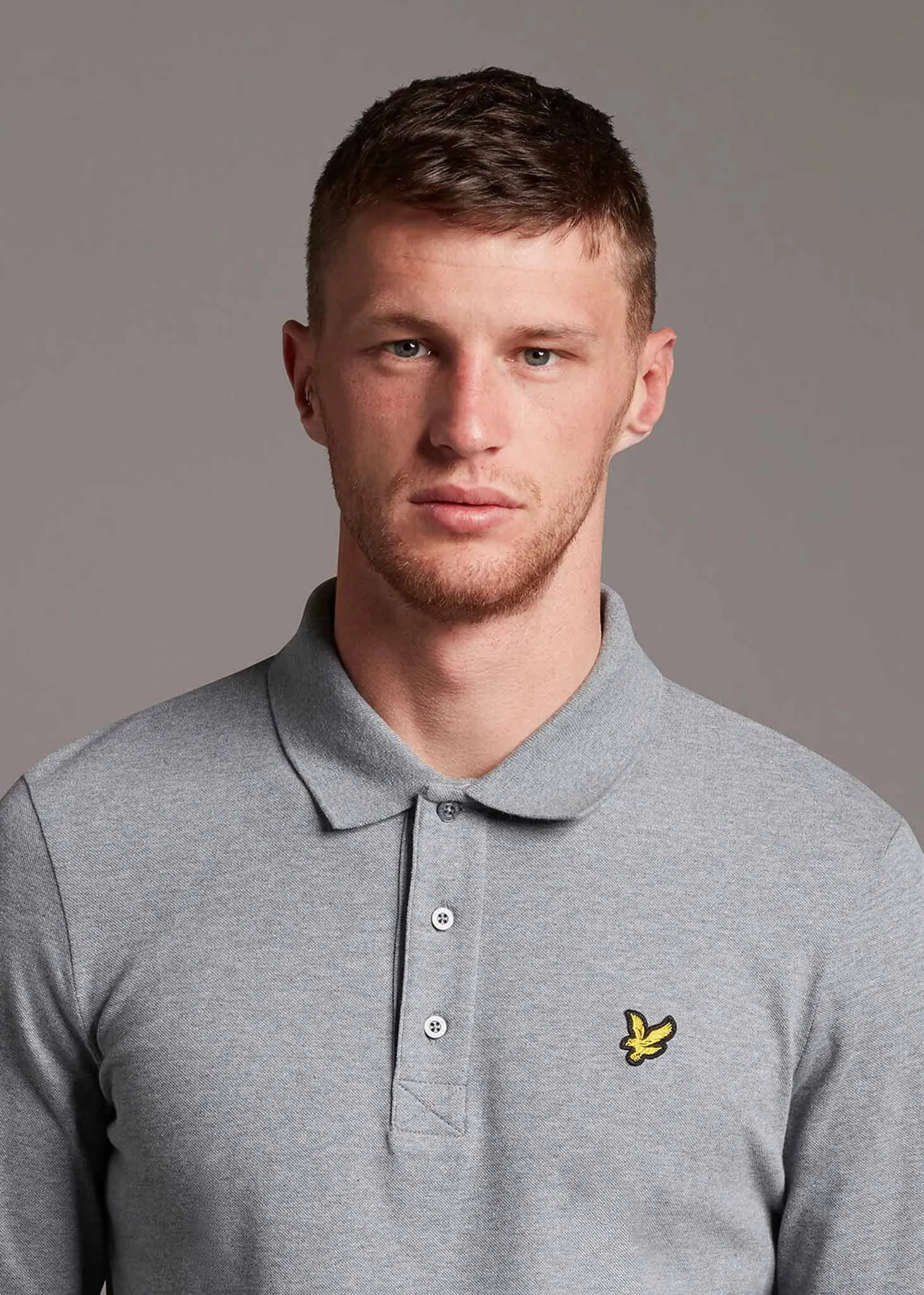 LS polo shirt - mid grey marl